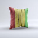 Red Yellow and Green Wood Planks ink-Fuzed Decorative Throw Pillow