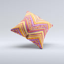 Red Yellow and Purple Vibrant Aztec Zigzags ink-Fuzed Decorative Throw Pillow