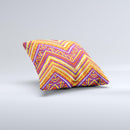 Red Yellow and Purple Vibrant Aztec Zigzags ink-Fuzed Decorative Throw Pillow