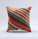 Red and Black Striped Fabric ink-Fuzed Decorative Throw Pillow