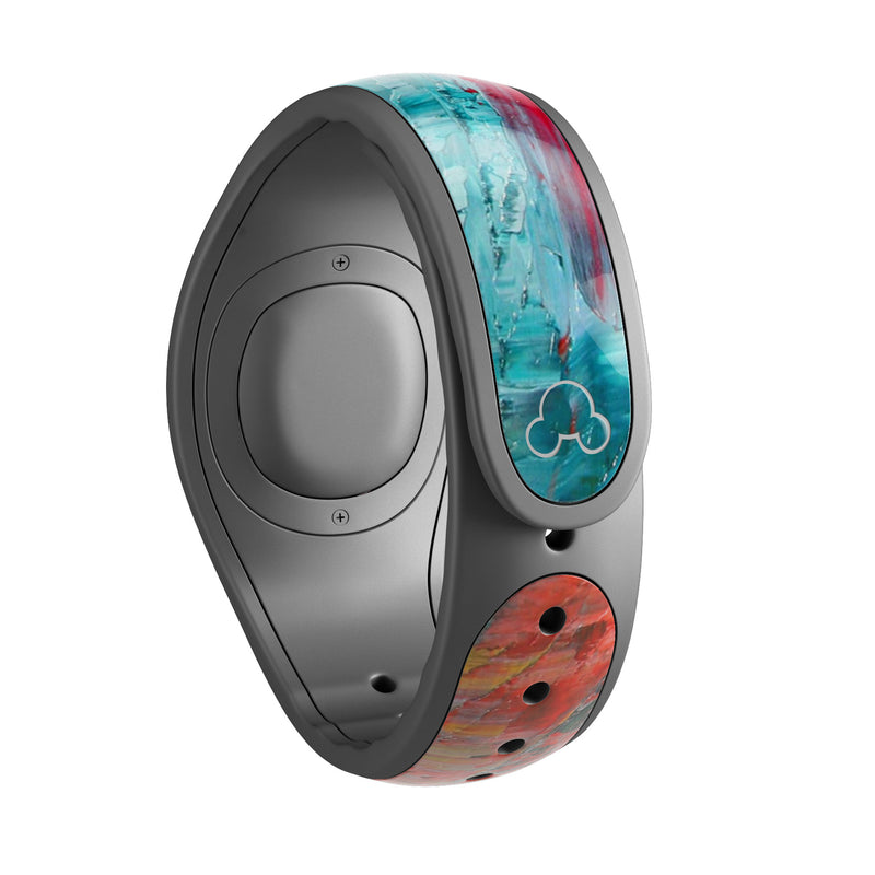 Red and Blue Abstract Oil Painting - Decal Skin Wrap Kit for the Disney Magic Band