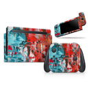 Red and Blue Abstract Oil Painting // Skin Decal Wrap Kit for Nintendo Switch Console & Dock, Joy-Cons, Pro Controller, Lite, 3DS XL, 2DS XL, DSi, or Wii - Vinyl Skin Wrap for Nintendo Switch 2, OLED, Lite, Pro Controller, Wii & Classic Handhelds