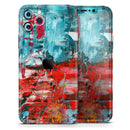 Red and Blue Abstract Oil Painting - Protective Skin Wrap & Decal – Compatible with iPhone SE to iPhone 17 Pro Max (All Models)