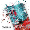 Red and Blue Abstract Oil Painting - Protective Skin Wrap & Decal – Compatible with iPhone SE to iPhone 17 Pro Max (All Models)