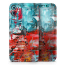 Red and Blue Abstract Oil Painting - Protective Skin Wrap & Decal – Compatible with iPhone SE to iPhone 17 Pro Max (All Models)