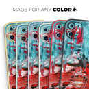 Red and Blue Abstract Oil Painting - Protective Skin Wrap & Decal – Compatible with iPhone SE to iPhone 17 Pro Max (All Models)
