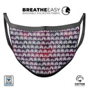 Red and Blue Cloud Mix with White Semi-Circles - Made in USA Mouth Cover Unisex Anti-Dust Cotton Blend Reusable & Washable Face Mask with Adjustable Sizing for Adult or Child