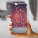 Red and Blue Glowing Orbs with Silver Sparkle iPhone 6/6s or 6/6s Plus 2-Piece Hybrid INK-Fuzed Case
