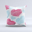 Red and Blue Lopsided Loop-Hearts ink-Fuzed Decorative Throw Pillow