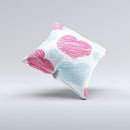 Red and Blue Lopsided Loop-Hearts ink-Fuzed Decorative Throw Pillow