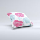 Red and Blue Lopsided Loop-Hearts ink-Fuzed Decorative Throw Pillow