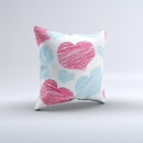 Red and Blue Lopsided Loop-Hearts ink-Fuzed Decorative Throw Pillow