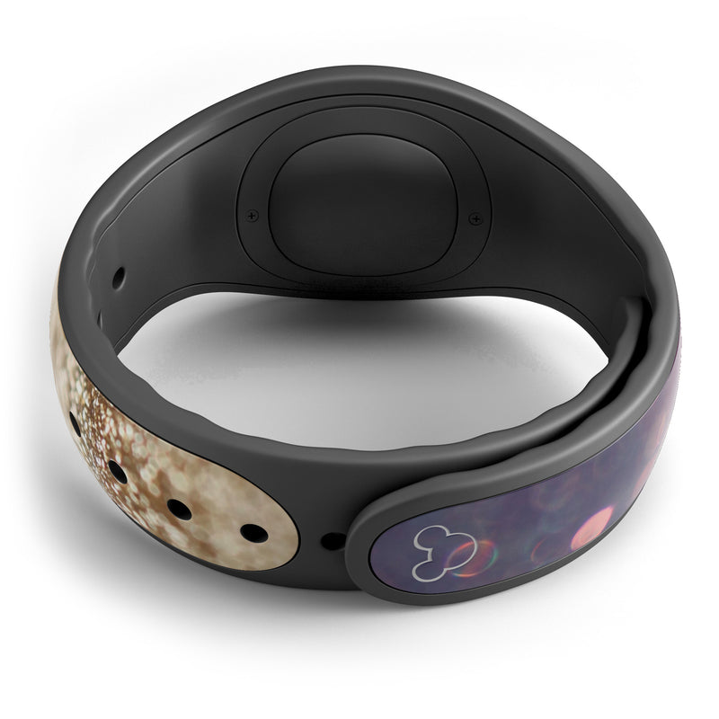 Red and Blue Unfocused Orbs with Gold  - Decal Skin Wrap Kit for the Disney Magic Band