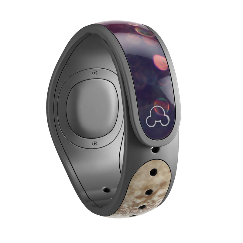 Red and Blue Unfocused Orbs with Gold  - Decal Skin Wrap Kit for the Disney Magic Band