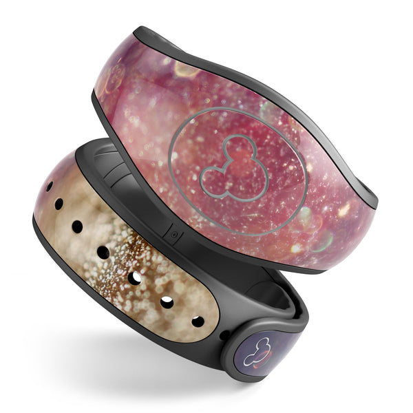 Red and Blue Unfocused Orbs with Gold  - Decal Skin Wrap Kit for the Disney Magic Band