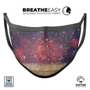 Red and Blue Unfocused Orbs with Gold  - Made in USA Mouth Cover Unisex Anti-Dust Cotton Blend Reusable & Washable Face Mask with Adjustable Sizing for Adult or Child
