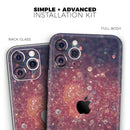 Red and Blue Unfocused Orbs with Gold  - Protective Skin Wrap & Decal – Compatible with iPhone SE to iPhone 17 Pro Max (All Models)