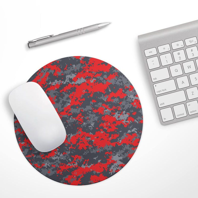 Red and Gray Digital Camouflage// WaterProof Rubber Foam Backed Anti-Slip Mouse Pad for Home Work Office or Gaming Computer Desk