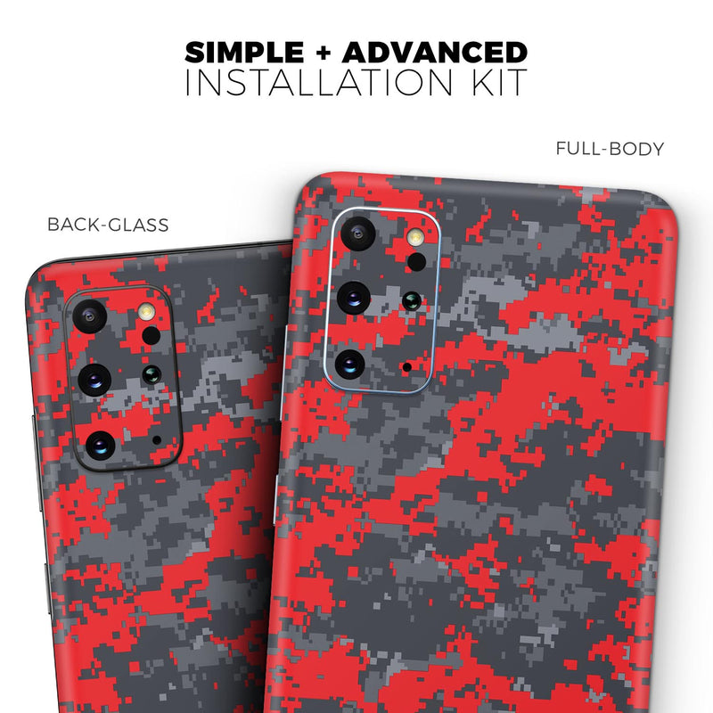 Red and Gray Digital Camouflage - Skin-Kit for the Samsung Galaxy S-Series S20, S20 Plus, S20 Ultra , S10 & others (All Galaxy Devices Available)