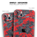 Red and Gray Digital Camouflage - Protective Skin Wrap & Decal – Compatible with iPhone SE to iPhone 17 Pro Max (All Models)