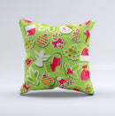 Red and Green Christmas Icons ink-Fuzed Decorative Throw Pillow