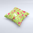 Red and Green Christmas Icons ink-Fuzed Decorative Throw Pillow