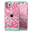 Red and Green Floral Ethnic - Protective Skin Wrap & Decal – Compatible with iPhone SE to iPhone 17 Pro Max (All Models)