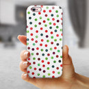 Red and Green Watercolor Dots over White iPhone 6/6s or 6/6s Plus 2-Piece Hybrid INK-Fuzed Case