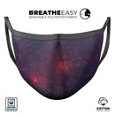 Red and Purple Geometric Triangles - Made in USA Mouth Cover Unisex Anti-Dust Cotton Blend Reusable & Washable Face Mask with Adjustable Sizing for Adult or Child