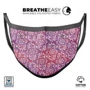 Red and Purple Paint Mix with White Snowflakes  - Made in USA Mouth Cover Unisex Anti-Dust Cotton Blend Reusable & Washable Face Mask with Adjustable Sizing for Adult or Child