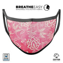 Red and White Floral Damask Pattern - Made in USA Mouth Cover Unisex Anti-Dust Cotton Blend Reusable & Washable Face Mask with Adjustable Sizing for Adult or Child