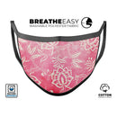 Red and White Floral Damask Pattern - Made in USA Mouth Cover Unisex Anti-Dust Cotton Blend Reusable & Washable Face Mask with Adjustable Sizing for Adult or Child