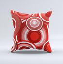 Red and White Layered Vector Circles ink-Fuzed Decorative Throw Pillow