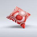 Red and White Layered Vector Circles ink-Fuzed Decorative Throw Pillow