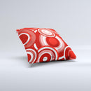 Red and White Layered Vector Circles ink-Fuzed Decorative Throw Pillow