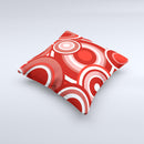 Red and White Layered Vector Circles ink-Fuzed Decorative Throw Pillow