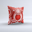 Red and White Layered Vector Circles ink-Fuzed Decorative Throw Pillow