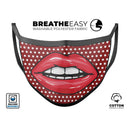 Red and White Polka Luscious Lips 2 - Made in USA Mouth Cover Unisex Anti-Dust Cotton Blend Reusable & Washable Face Mask with Adjustable Sizing for Adult or Child