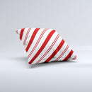 Red and White Slanted Vector Stripes ink-Fuzed Decorative Throw Pillow