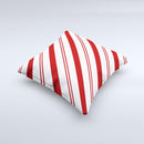 Red and White Slanted Vector Stripes ink-Fuzed Decorative Throw Pillow