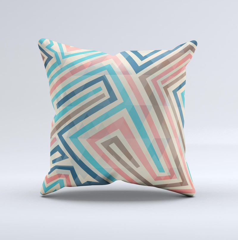 Retro Colored Maze Pattern Ink-Fuzed Decorative Throw Pillow