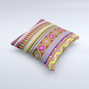 Retro Colored Modern Aztec Pattern V63 ink-Fuzed Decorative Throw Pillow