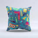 Retro Colorful Hipster Pattern V2 ink-Fuzed Decorative Throw Pillow