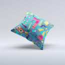 Retro Colorful Hipster Pattern V2 ink-Fuzed Decorative Throw Pillow