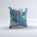 Retro Colorful Hipster Pattern V2 ink-Fuzed Decorative Throw Pillow
