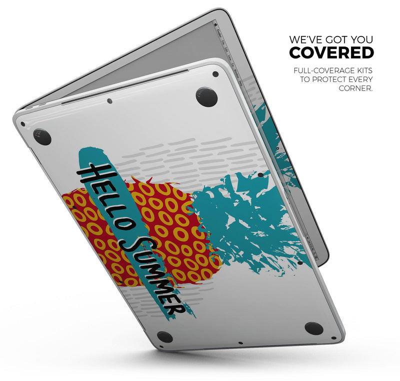 Retro Hello Summer Pineapple v2 - Skin Decal Wrap Kit Compatible with the Apple MacBook Pro, Pro with Touch Bar or Air (11", 12", 13", 15" & 16" - All Versions Available)