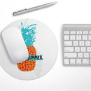 Retro Hello Summer Pineapple v2// WaterProof Rubber Foam Backed Anti-Slip Mouse Pad for Home Work Office or Gaming Computer Desk
