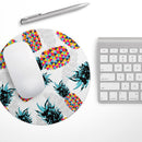 Retro Summer Pineapple v3// WaterProof Rubber Foam Backed Anti-Slip Mouse Pad for Home Work Office or Gaming Computer Desk