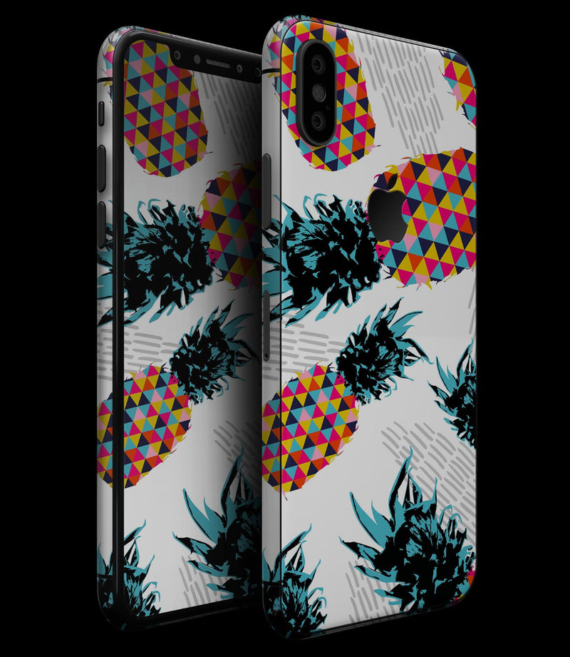 Retro Summer Pineapple v3 - iPhone XS MAX, XS/X, 8/8+, 7/7+, 5/5S/SE Skin-Kit (All iPhones Available)