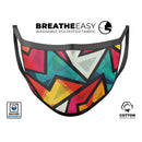 Retro Vector Sharp Shapes - Made in USA Mouth Cover Unisex Anti-Dust Cotton Blend Reusable & Washable Face Mask with Adjustable Sizing for Adult or Child
